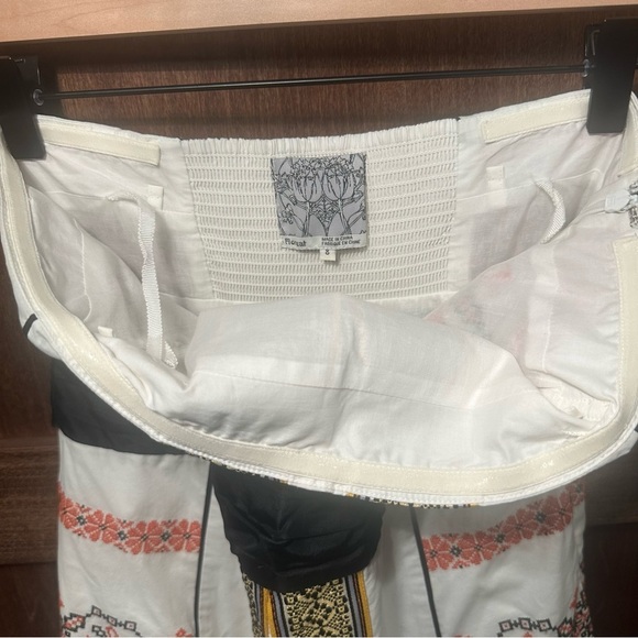 Anthropologie Floreat Strapless White Dress with Black and Gold Accents - Picture 5 of 8